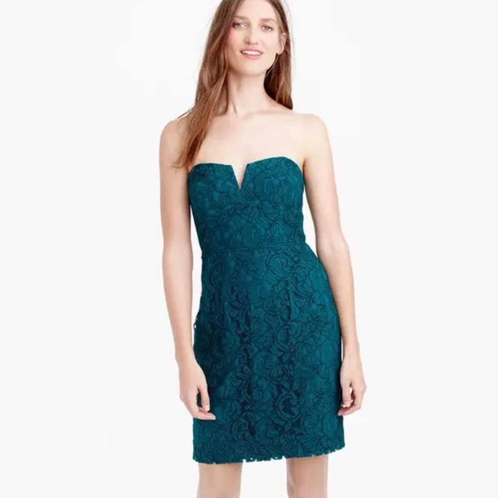 J Crew Cocktail Dress Strapless Jade Green Size 0